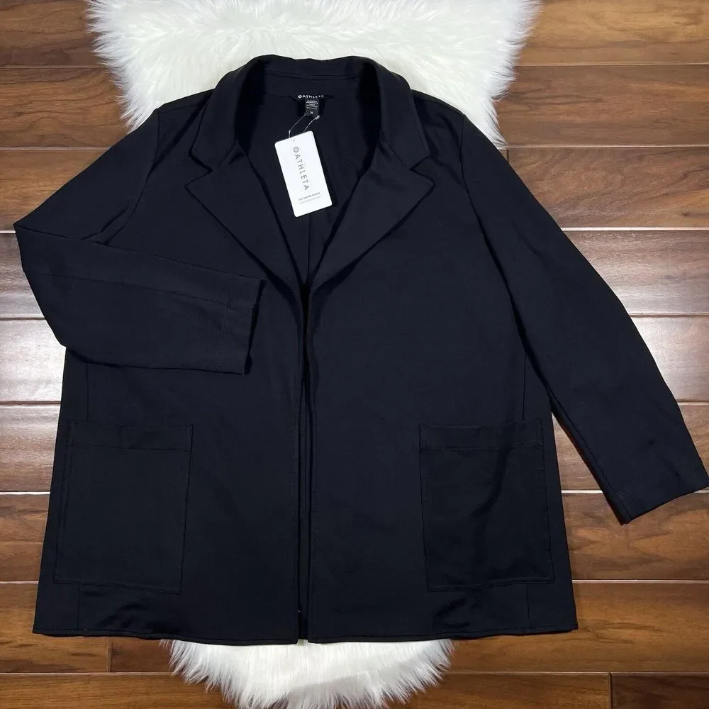 Athleta Women's‎ Plus Size 20 Black Open Front Eastbound Blazer Jacket